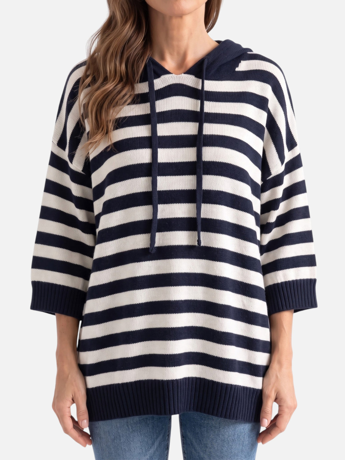 Women’s Striped Hooded Knit Jumper