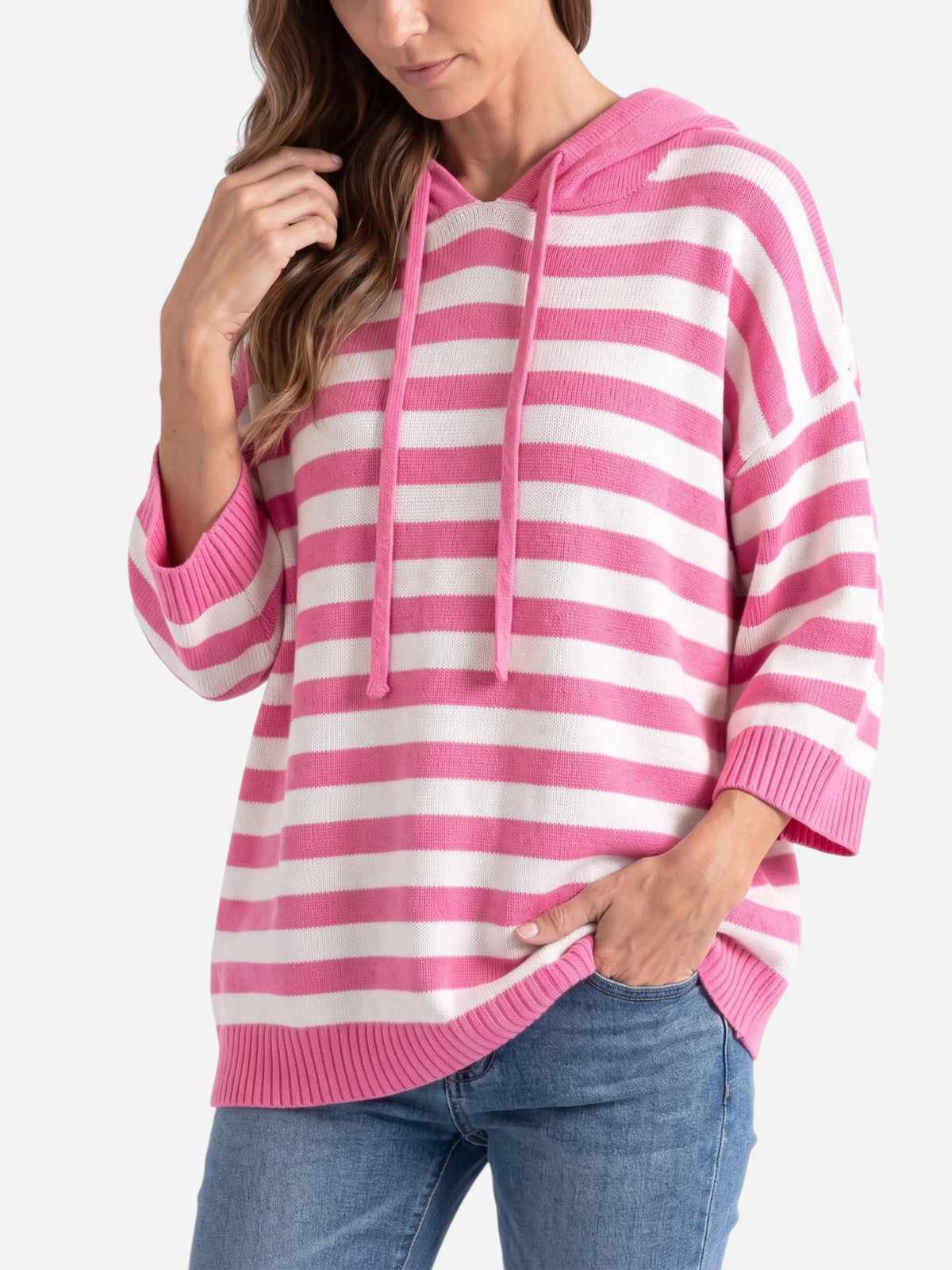 Women’s Striped Hooded Knit Jumper