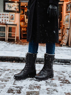 Women’s Leather Faux Fur Lined Lace Up Combat Boots