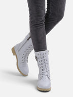 Women’s Leather Faux Fur Lined Lace Up Combat Boots