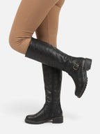 Bottes Hautes Femme Cuir Bride Boucle Semelle Épaisse
