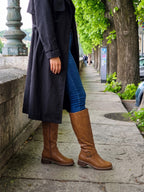 Bottes Hautes Femme Cuir Bride Boucle Semelle Épaisse