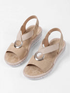 Women's Cross Strap Wedge Sandals with Ring Detail