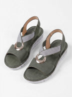 Women's Cross Strap Wedge Sandals with Ring Detail