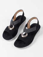 Women's Cross Strap Wedge Sandals with Ring Detail