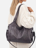 Sac Hobo Femme Simili Cuir Multipoches Porté Épaule Détail Zippé