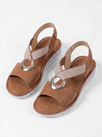 Women's Cross Strap Wedge Sandals with Ring Detail