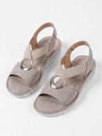 Women's Cross Strap Wedge Sandals with Ring Detail