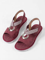Women's Cross Strap Wedge Sandals with Ring Detail