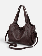 Sac Hobo Femme Simili Cuir Multipoches Porté Épaule Détail Zippé