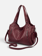 Sac Hobo Femme Simili Cuir Multipoches Porté Épaule Détail Zippé