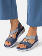 Women's Cross Strap Wedge Sandals with Ring Detail