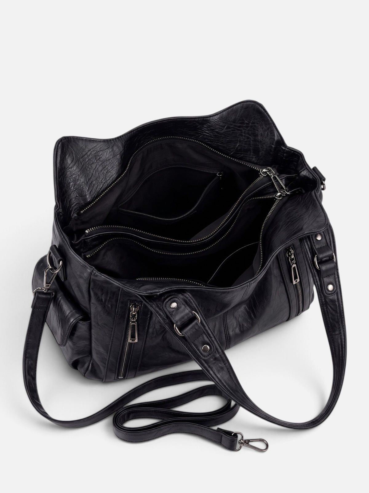 Sac Hobo Femme Simili Cuir Multipoches Porté Épaule Détail Zippé