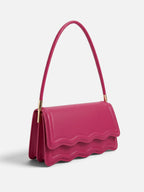 Women’s Scalloped Wave Leather Look Shoulder Bag