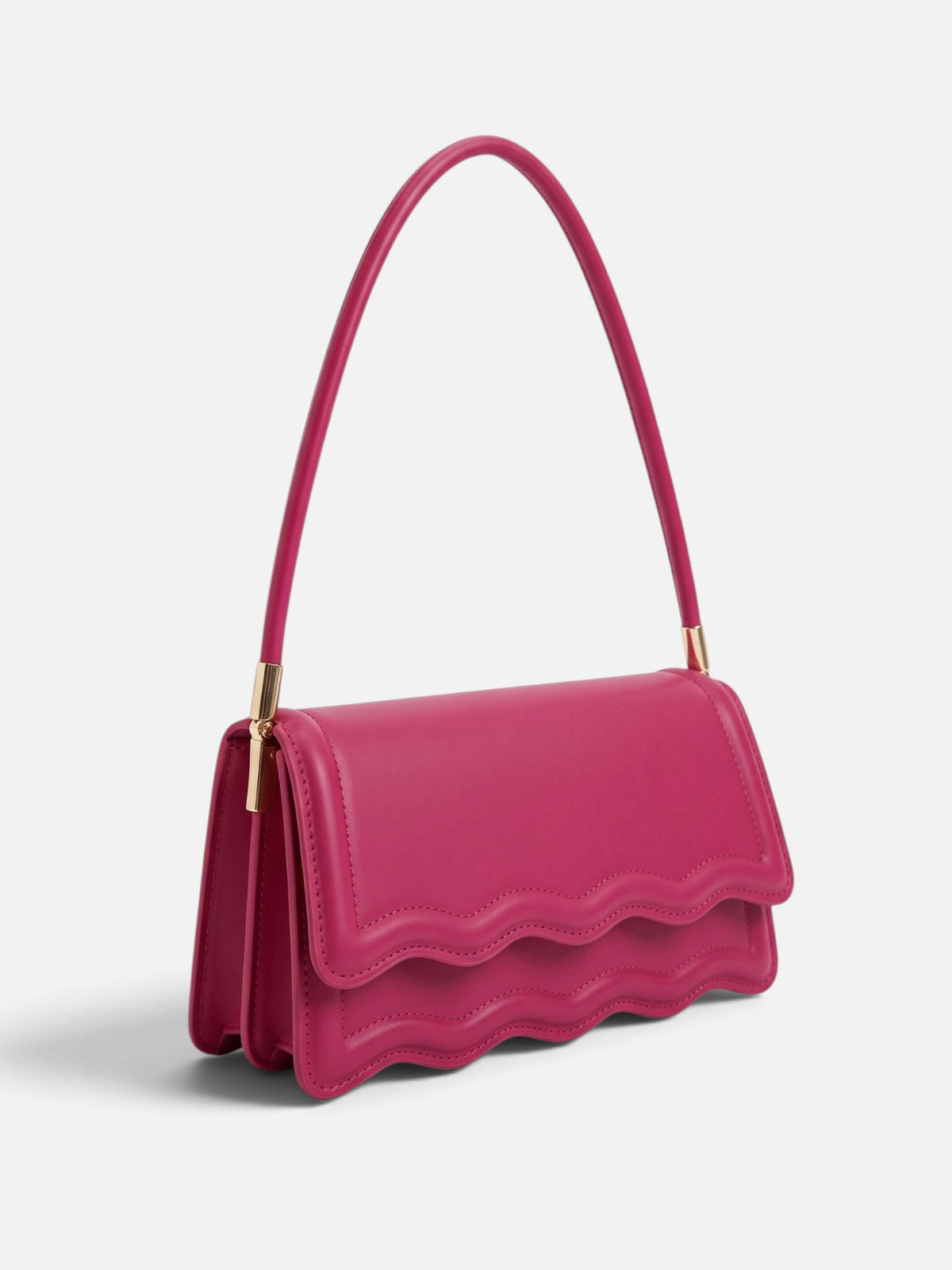 Women’s Scalloped Wave Leather Look Shoulder Bag