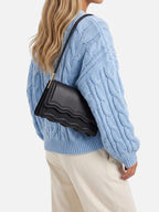 Women’s Scalloped Wave Leather Look Shoulder Bag