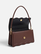 Women’s Scalloped Wave Leather Look Shoulder Bag