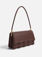 Women’s Scalloped Wave Leather Look Shoulder Bag