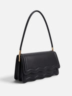 Women’s Scalloped Wave Leather Look Shoulder Bag