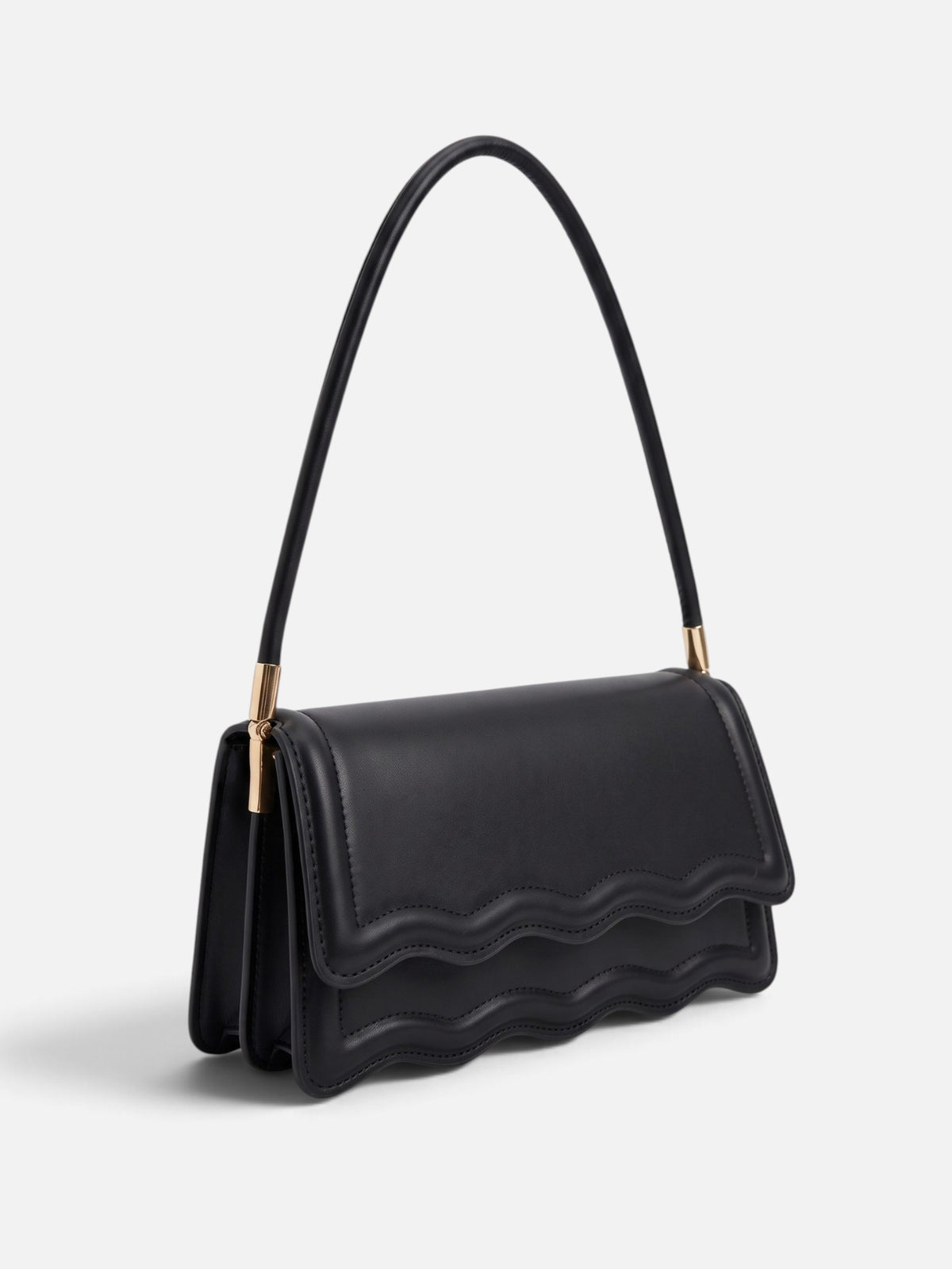 Women’s Scalloped Wave Leather Look Shoulder Bag