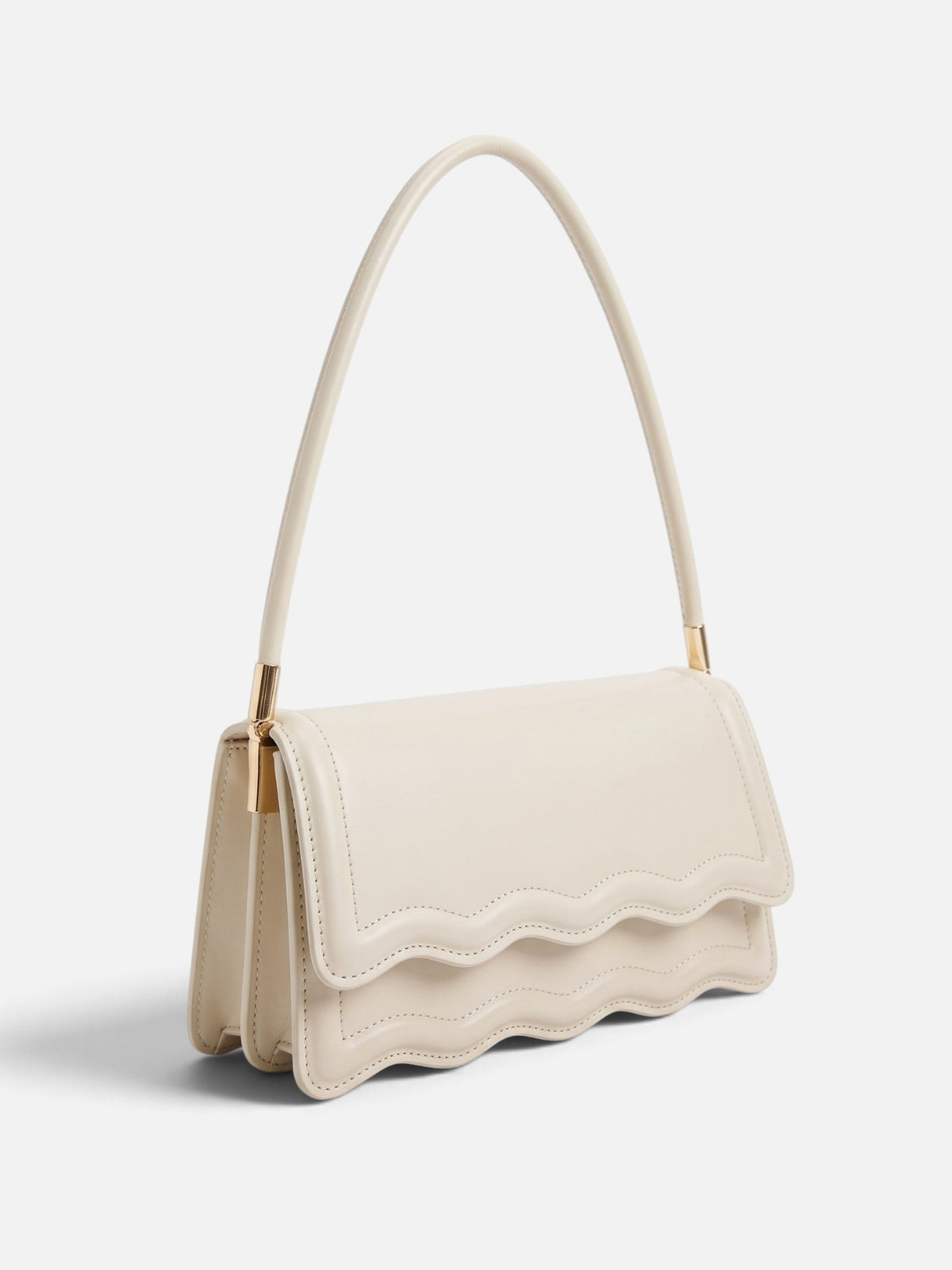 Women’s Scalloped Wave Leather Look Shoulder Bag
