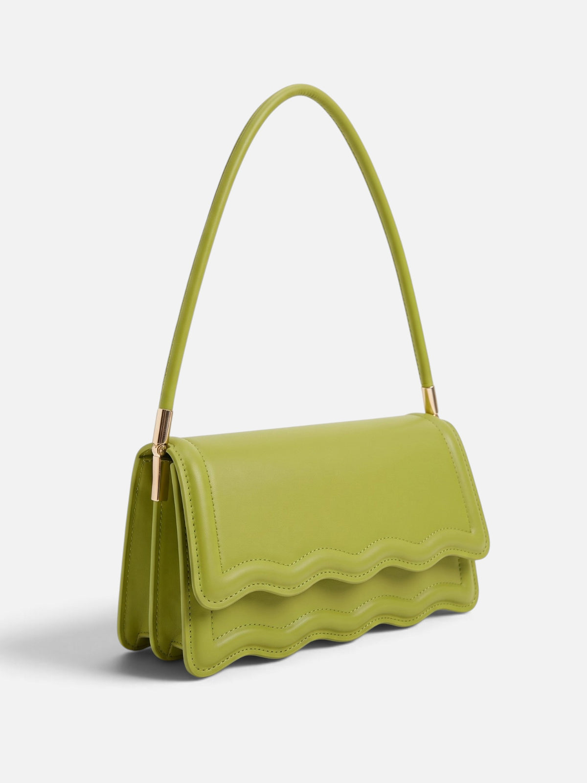 Women’s Scalloped Wave Leather Look Shoulder Bag