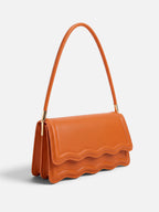 Women’s Scalloped Wave Leather Look Shoulder Bag