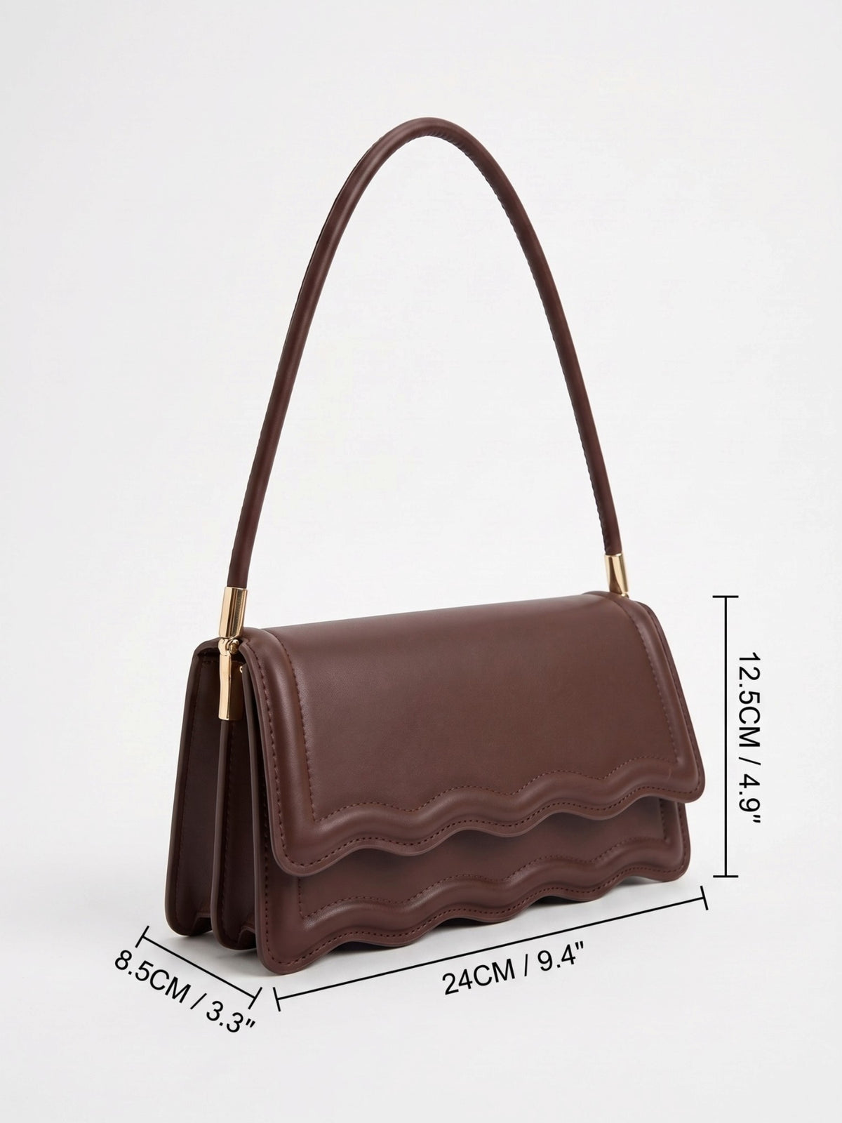Women’s Scalloped Wave Leather Look Shoulder Bag