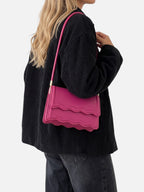 Women’s Scalloped Wave Leather Look Shoulder Bag