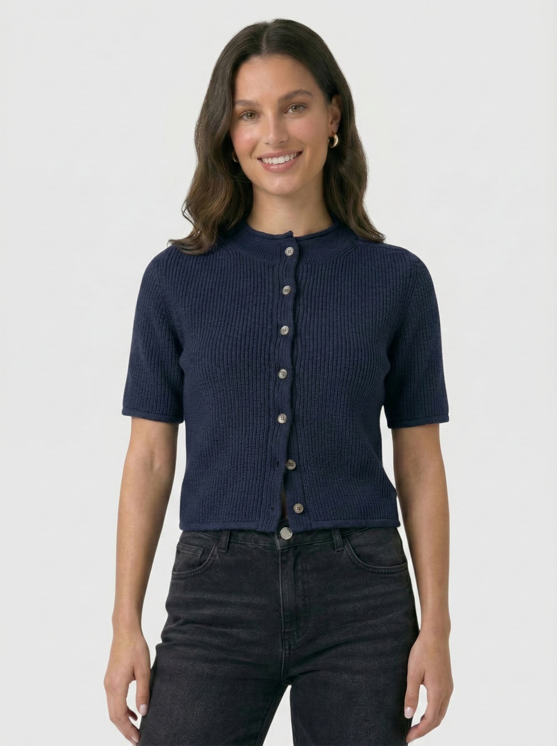 Gilet femme côtelé élégant à boutons – coupe ajustée et style minimaliste
