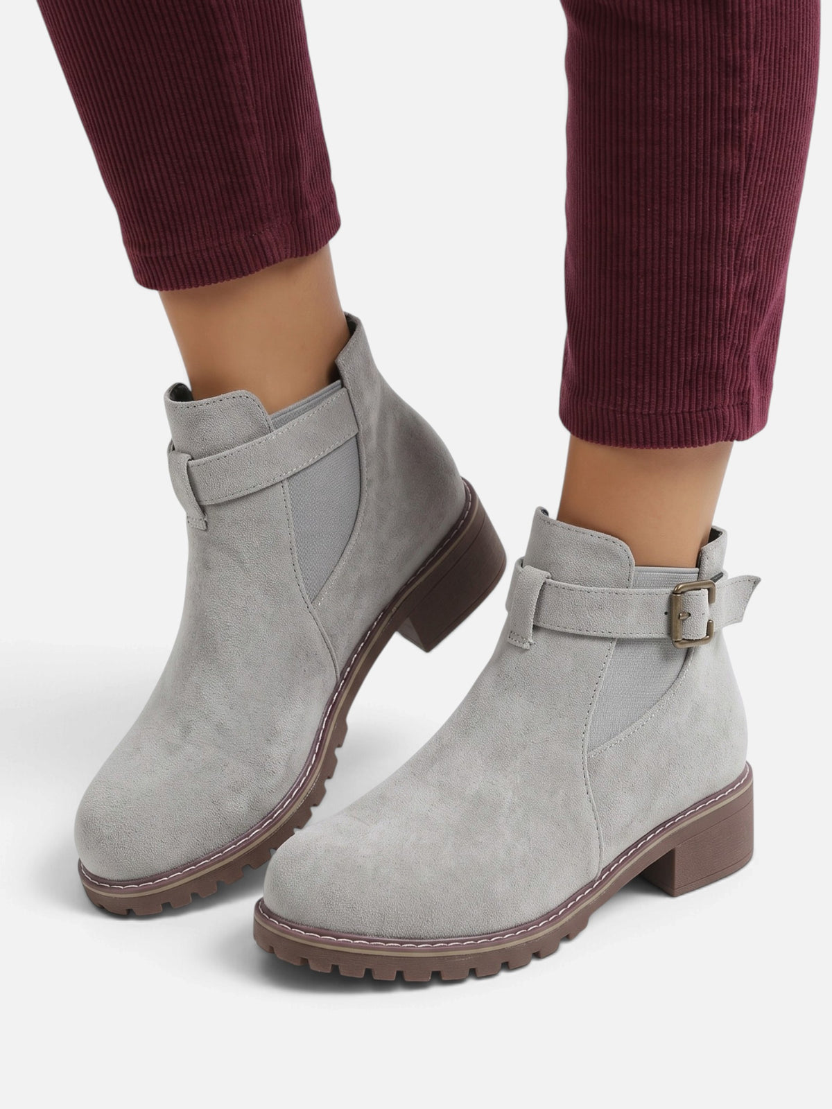 Women's Chunky Sole Buckle Chelsea Boots