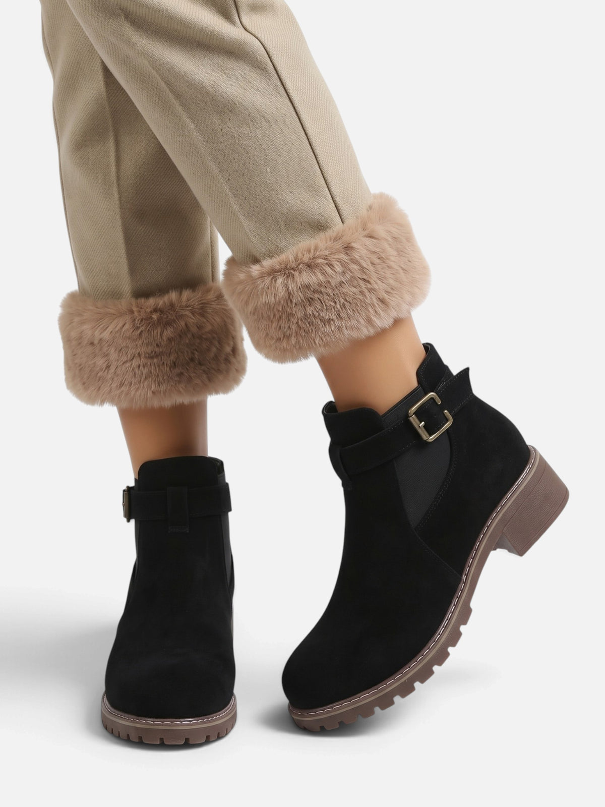 Women's Chunky Sole Buckle Chelsea Boots