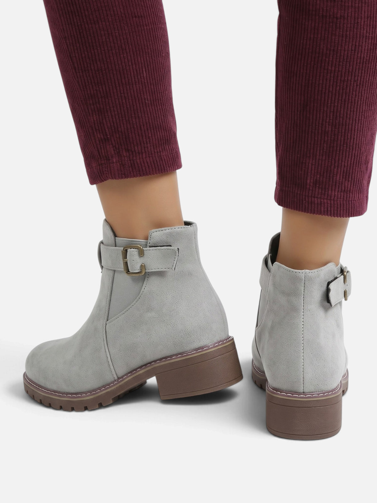 Women's Chunky Sole Buckle Chelsea Boots