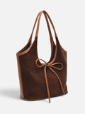 Sac Porté Épaule Femme Suédine Détail Noeud