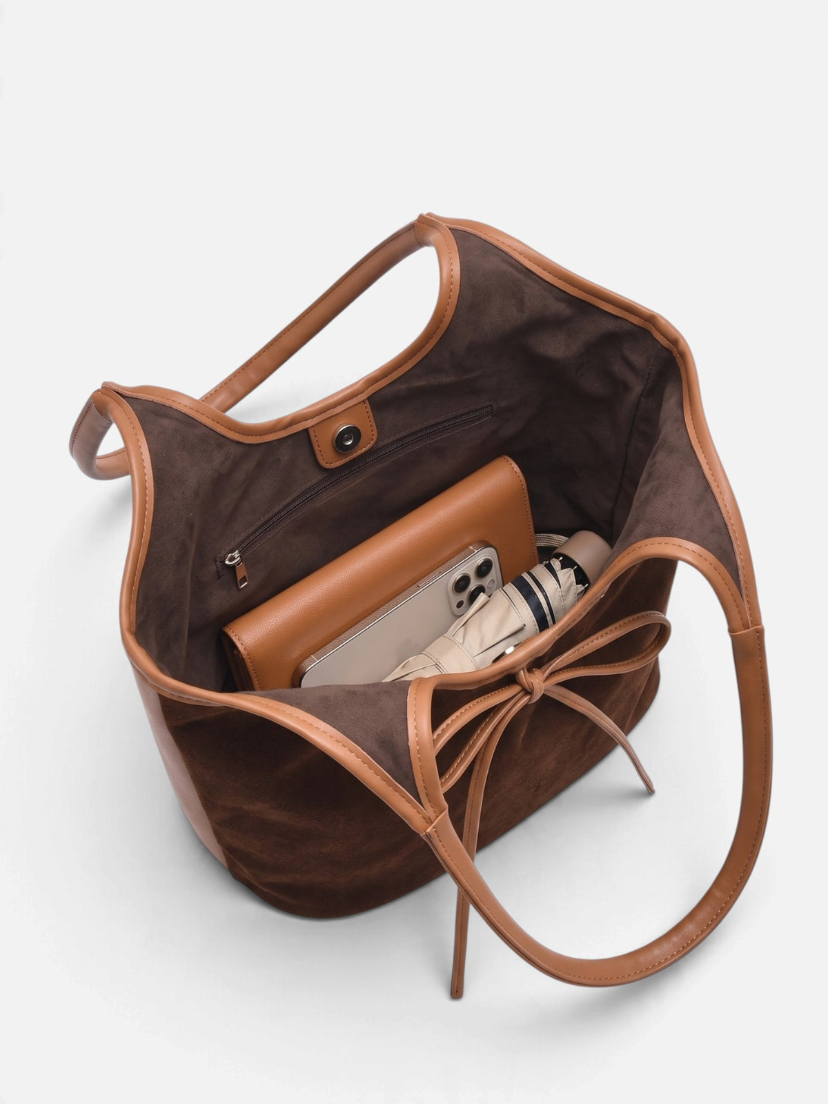Sac Porté Épaule Femme Suédine Détail Noeud