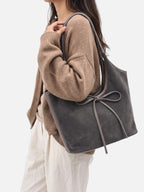 Sac Porté Épaule Femme Suédine Détail Noeud