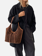 Sac Porté Épaule Femme Suédine Détail Noeud