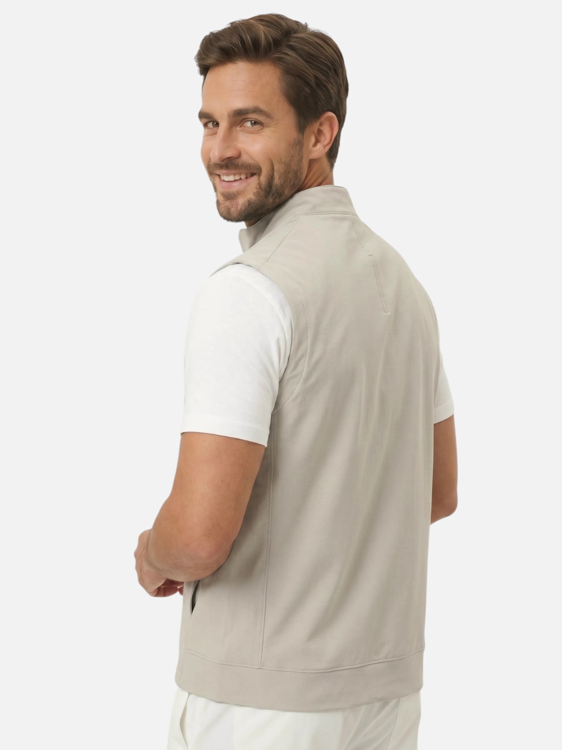 Gilet homme zippé col montant coupe sport et poche poitrine