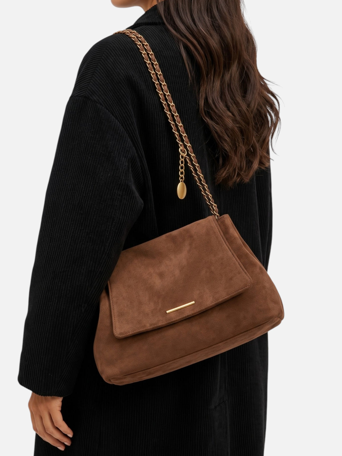 Sac Porté Épaule Femme Suédine Chaîne