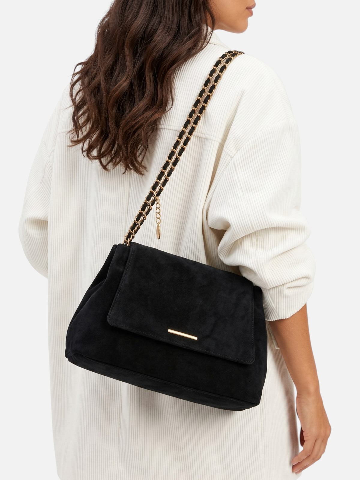 Sac Porté Épaule Femme Suédine Chaîne