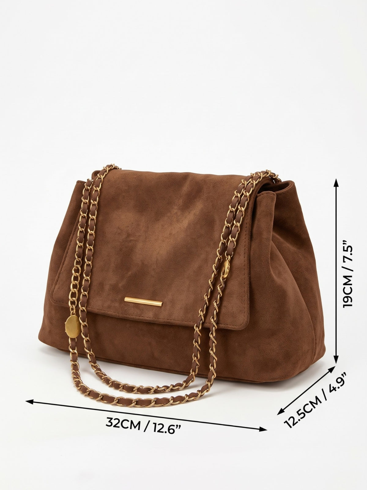 Sac Porté Épaule Femme Suédine Chaîne