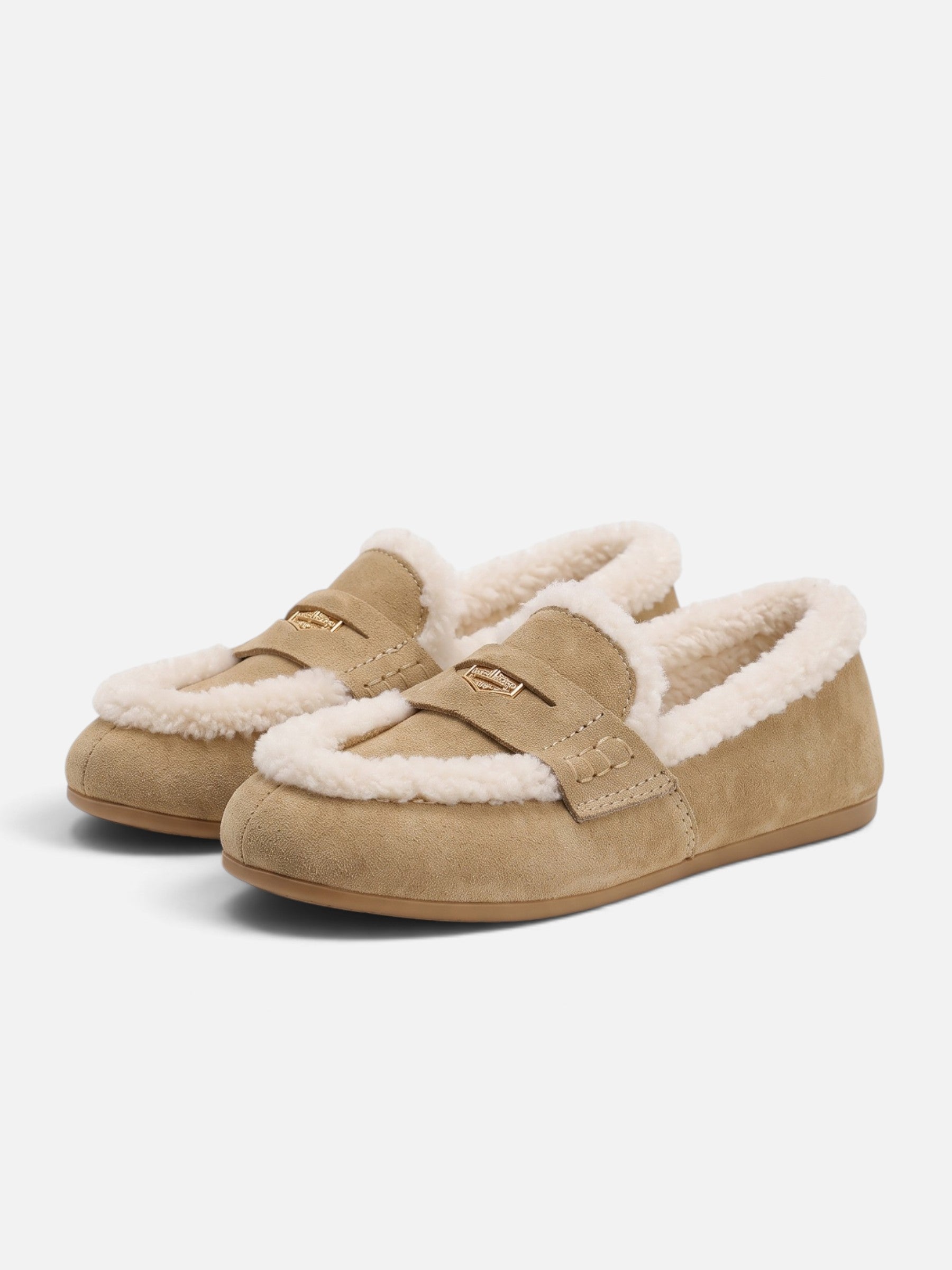Mocassins Femme Suédine Bordure Fausse Fourrure