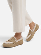 Mocassins Femme Suédine Bordure Fausse Fourrure