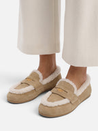 Mocassins Femme Suédine Bordure Fausse Fourrure