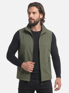 Chaleco sin mangas para hombre – cuello alto y bolsillos con cremallera
