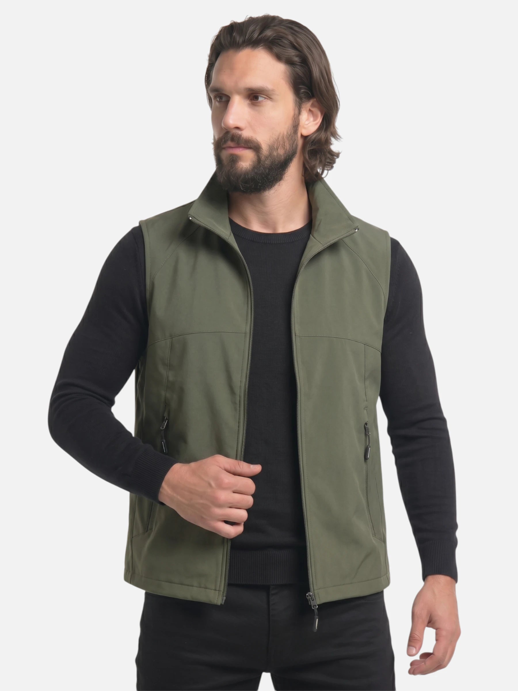Gilet sans manches homme – col montant et poches zippées