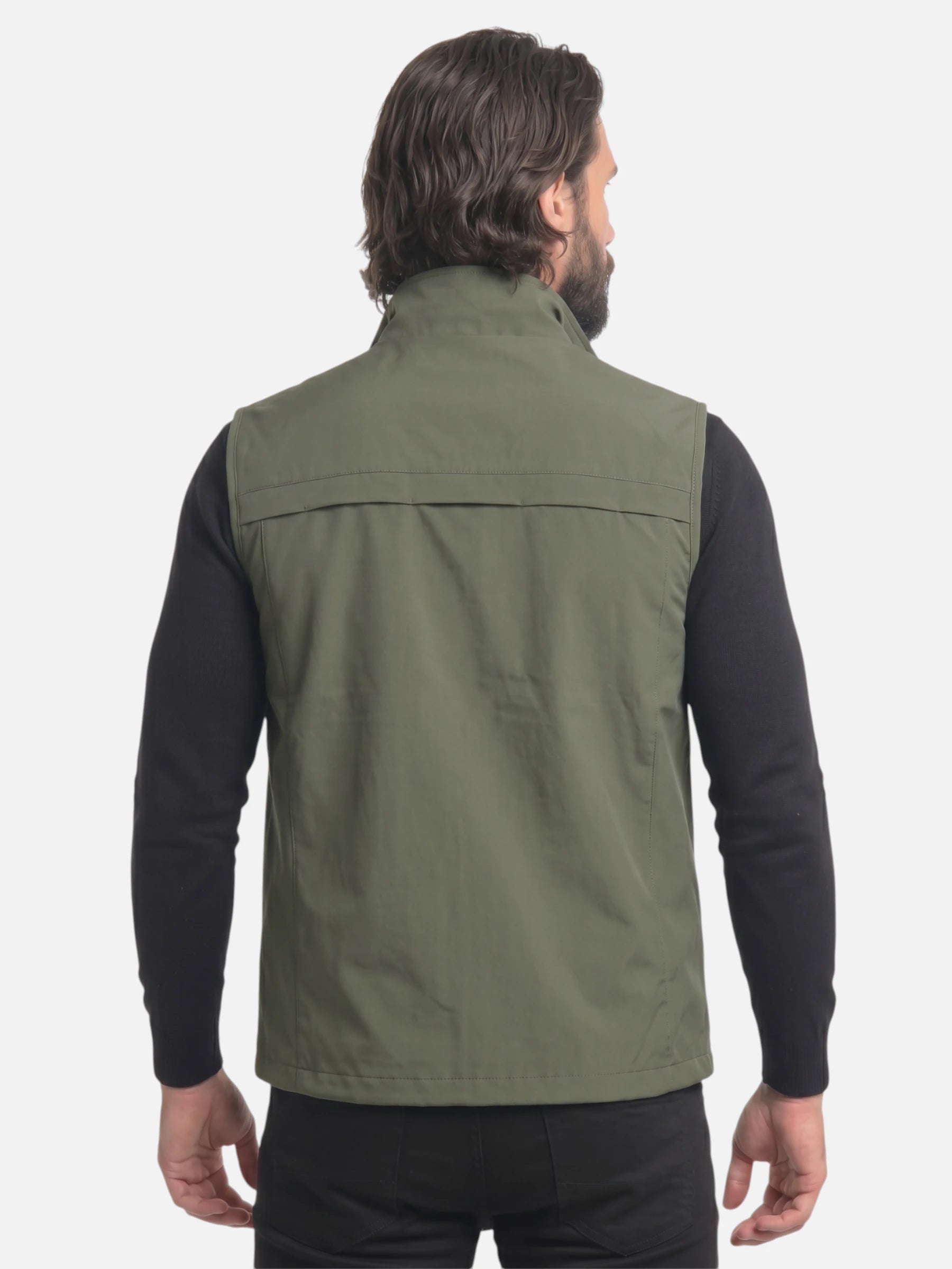 Men's Lightweight Zip-Up Gilet with Stand Collar and Zip Pockets
