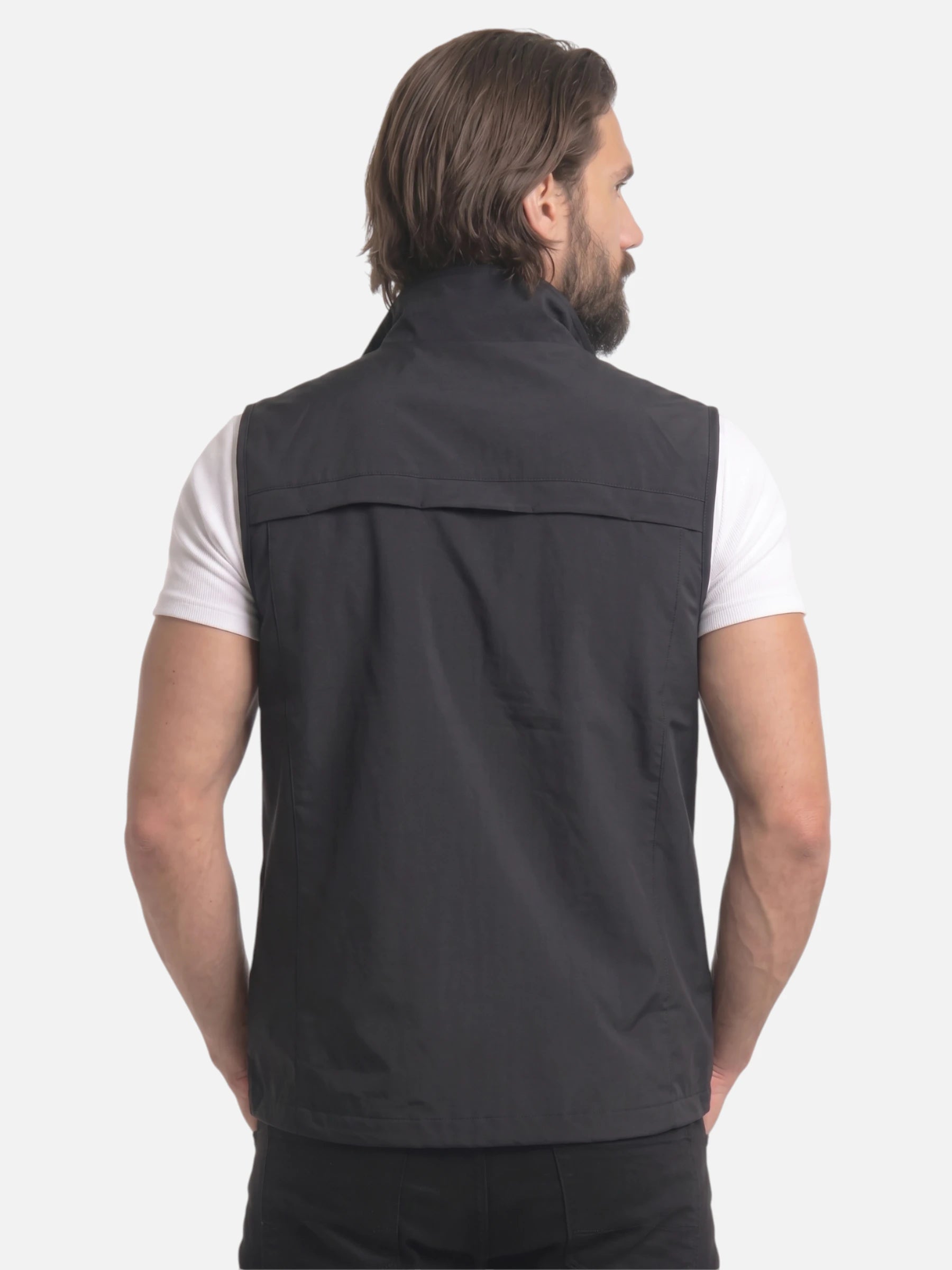 Gilet sans manches homme – col montant et poches zippées