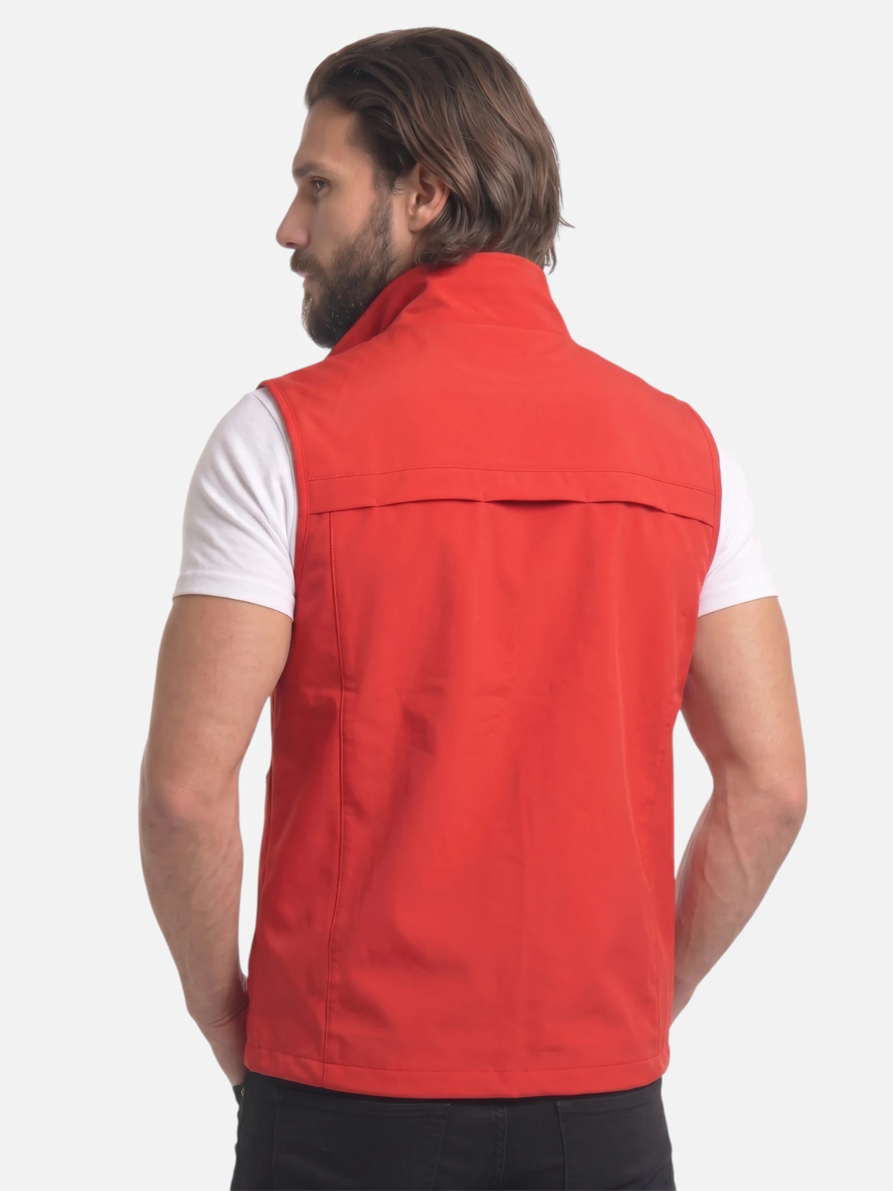 Chaleco sin mangas para hombre – cuello alto y bolsillos con cremallera