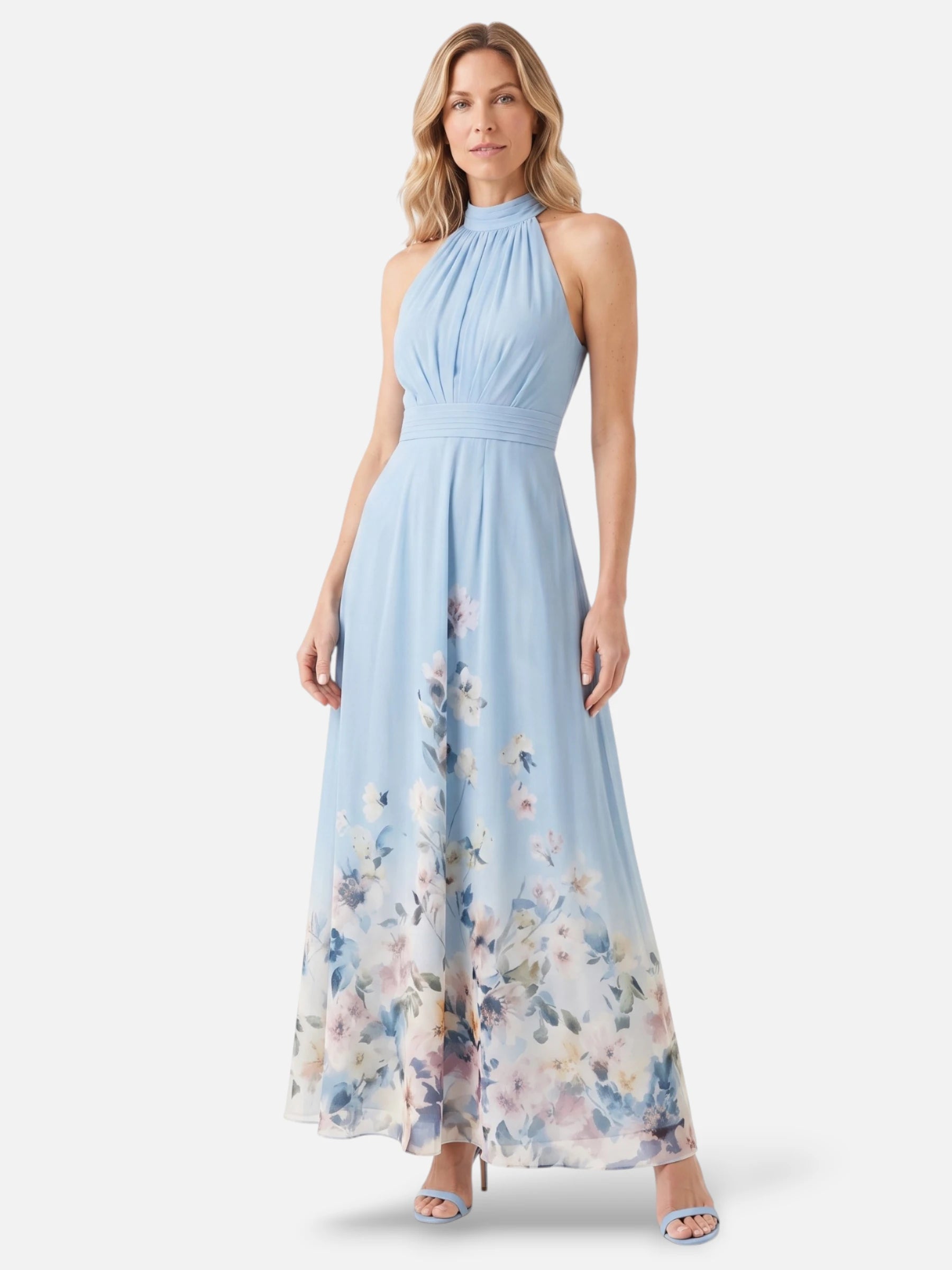 Robe Femme Maxi Halter Neck Imprimé Fleuri